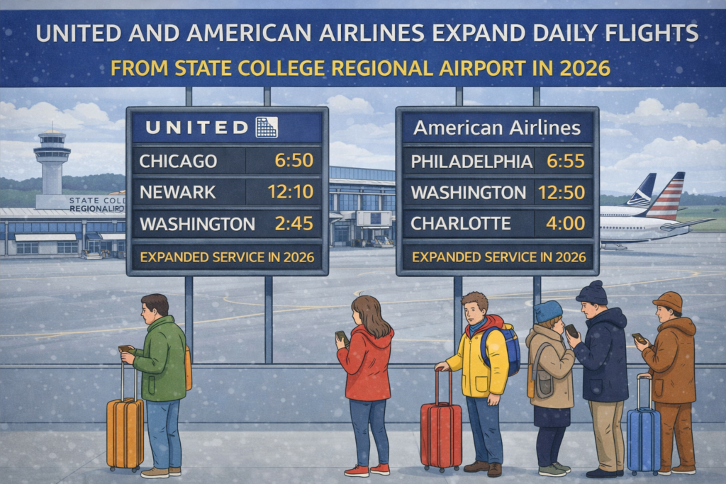 United and American Airlines Expand Daily Flights from State College Regional Airport in 2026