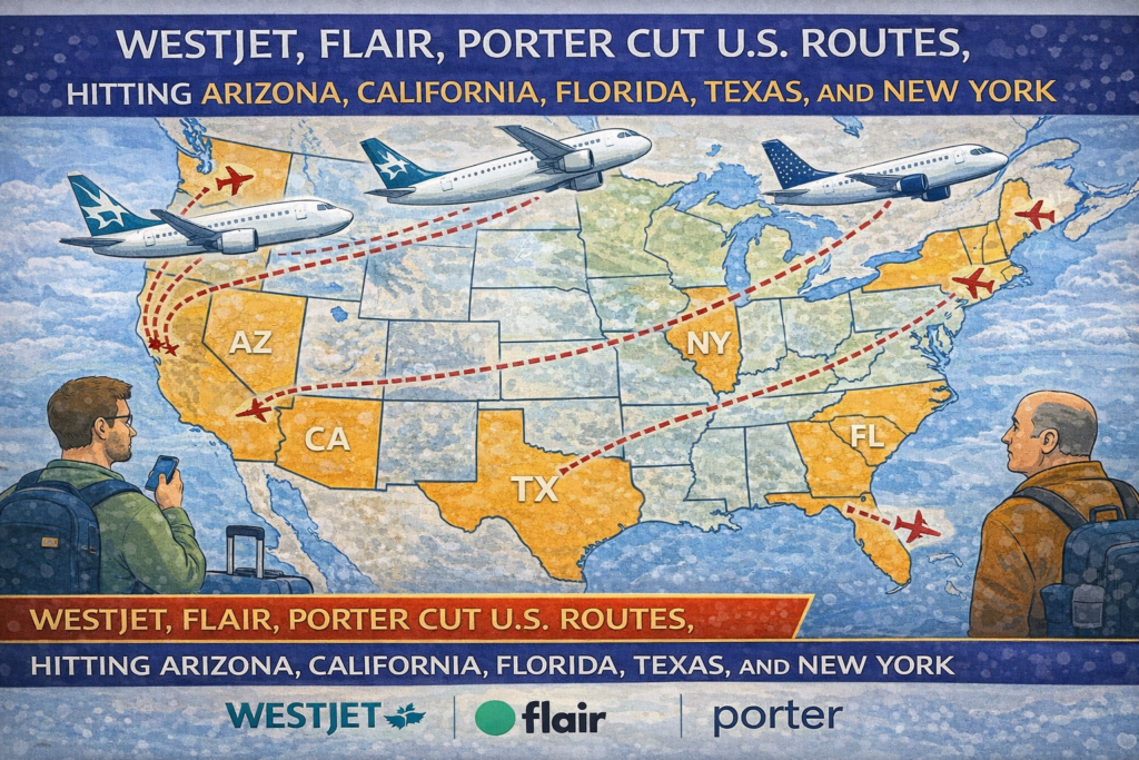 WestJet, Flair, Porter Cut U.S. Routes, Hitting Arizona, California, Florida, Texas, and New York