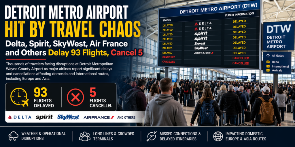 Detroit Metro Airport Faces Major Disruptions as Dozens of Flights Delayed and Cancelled