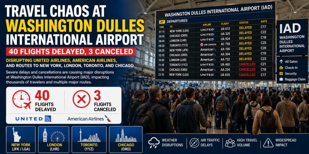 Travel Chaos at Washington Dulles International Airport: Dozens of Delays and Cancellations Disrupt Flights