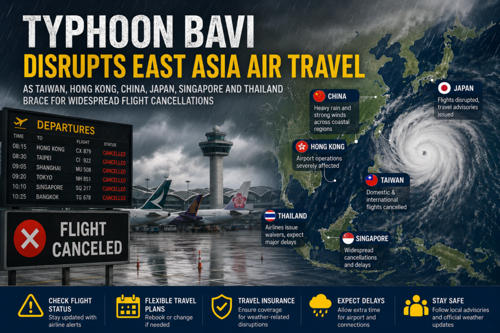 Typhoon Bavi Disrupts East Asia Air Travel Widespread Flight Cancellations