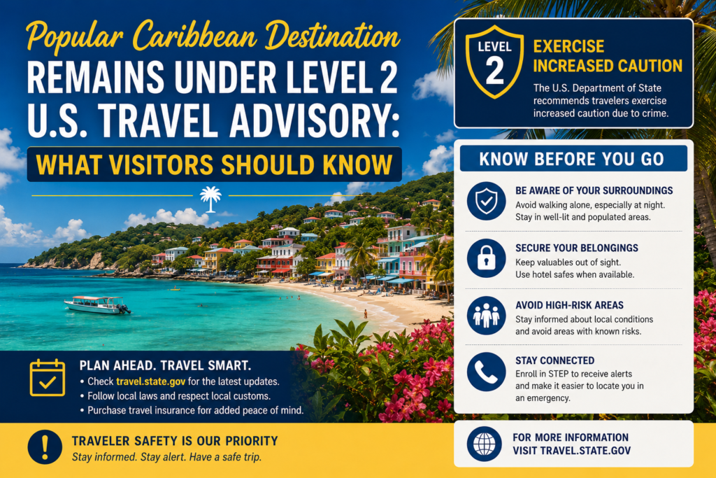Popular Caribbean Destination Remains Under Level 2 U.S. Travel Advisory