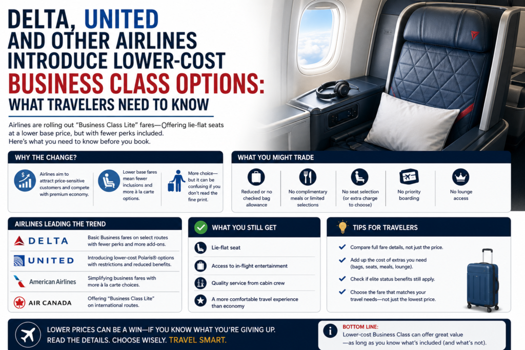 Delta, United and Other Airlines Introduce Lower-Cost Business Class Options