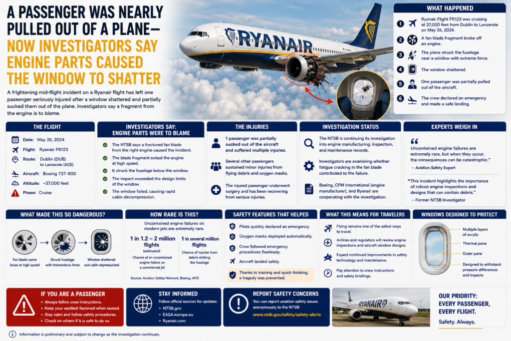 A Passenger Was Nearly Pulled Out of a Plane - Now Investigators Say Engine Parts Caused the Window to Shatter