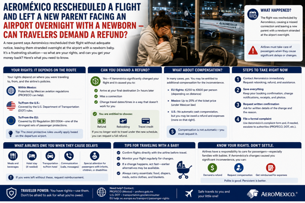 Aeroméxico Rescheduled a Flight and Left a New Parent Facing an Airport Overnight With a Newborn - Can Travelers Demand a Refund