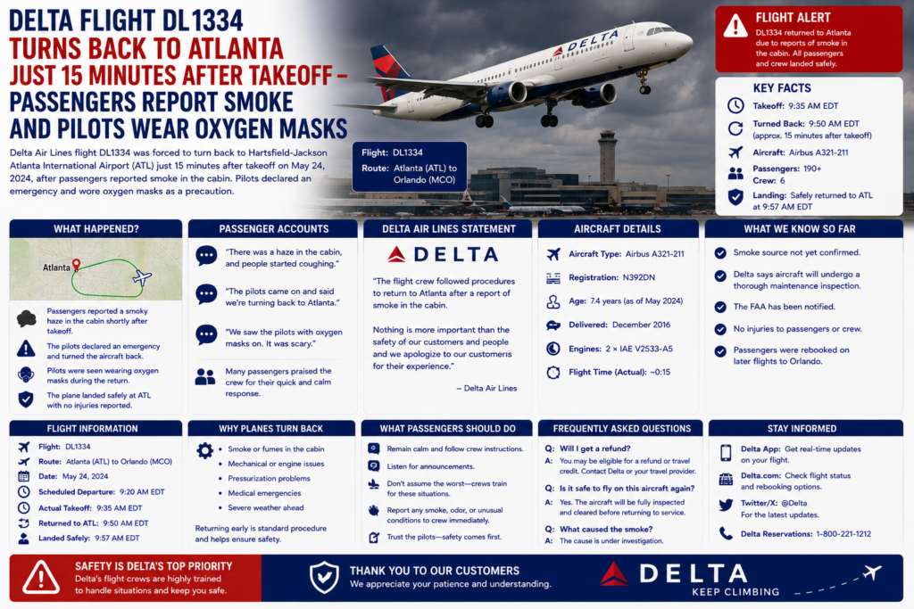 Delta Flight DL1334 Declares Emergency Minutes After Takeoff
