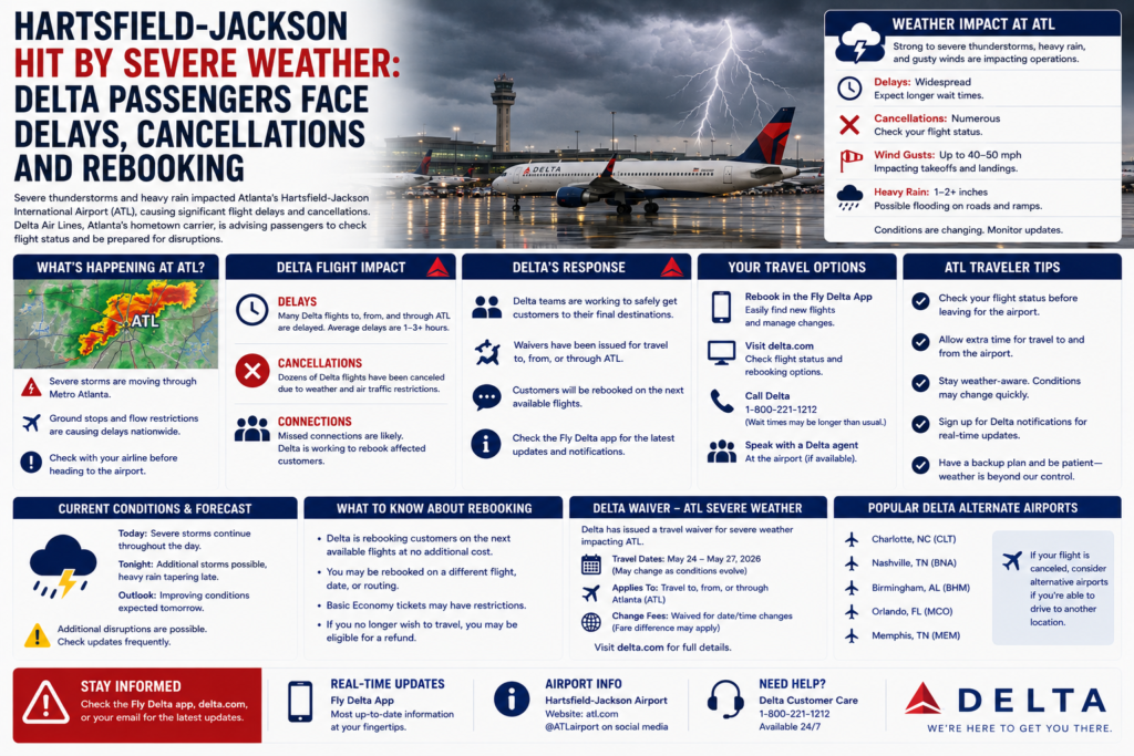 Hartsfield-Jackson Hit by Severe Weather Delta Passengers Face Delays, Cancellations and Rebooking