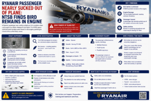 Ryanair Passenger Nearly Sucked Out of Plane NTSB Finds Bird Remains in Engine