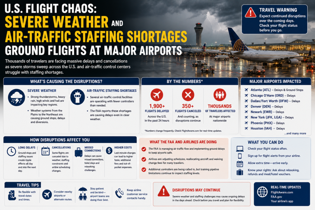 U.S. Flight Chaos Severe Weather and Air-Traffic Staffing Shortages Ground Flights at Major Airports
